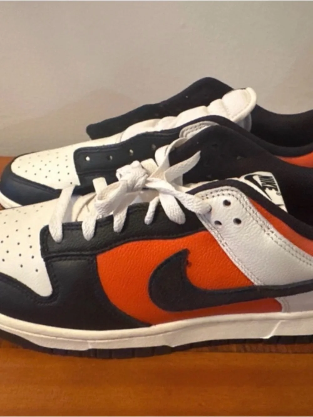 Nike Men’s Low-Top Sneakers — White, Black & Orange Accent